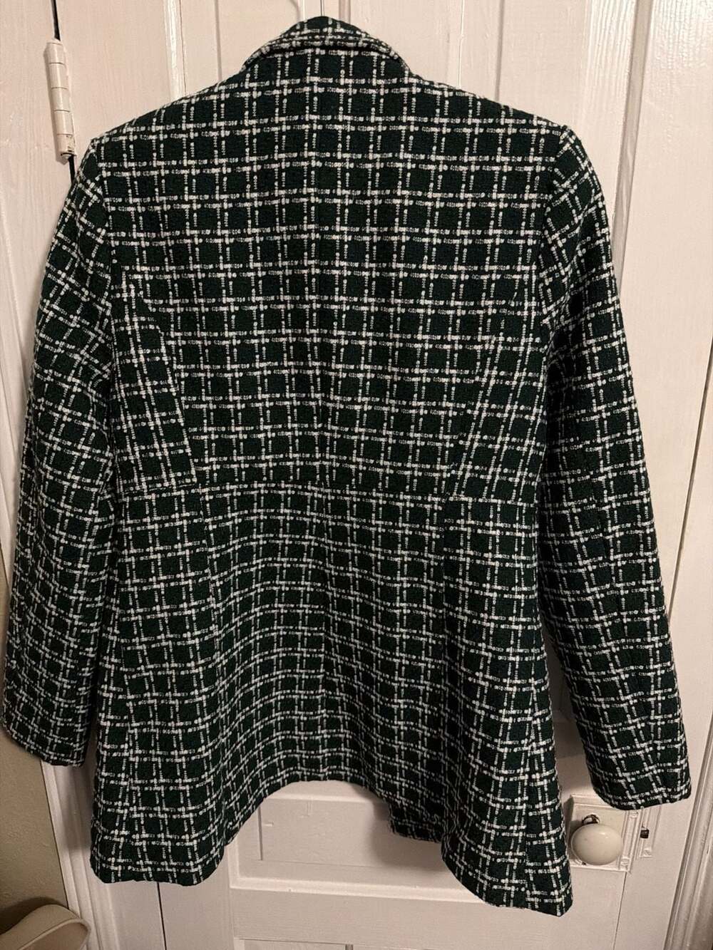 Entro Women's Green and White Plaid Tweed Blazer Jacket Small - Picture 5 of 7